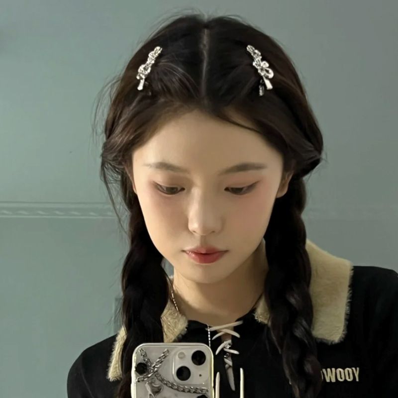 헤어핀 옆머리핀 프랑스핀 실버 자개 포인트 이미지 7