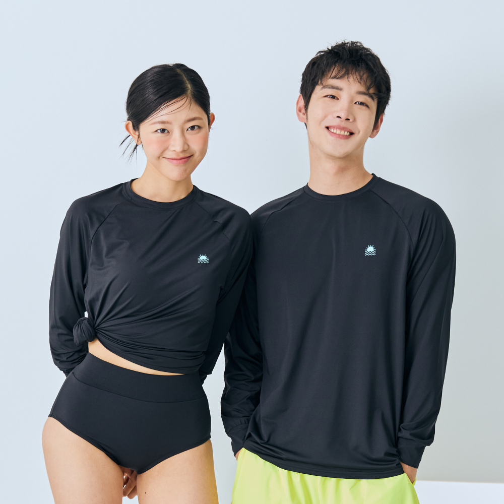 스윔어바웃 베이직 긴팔 루즈핏 오버핏 래쉬가드 빅사이즈 수영복 커플 상의 남자 여자