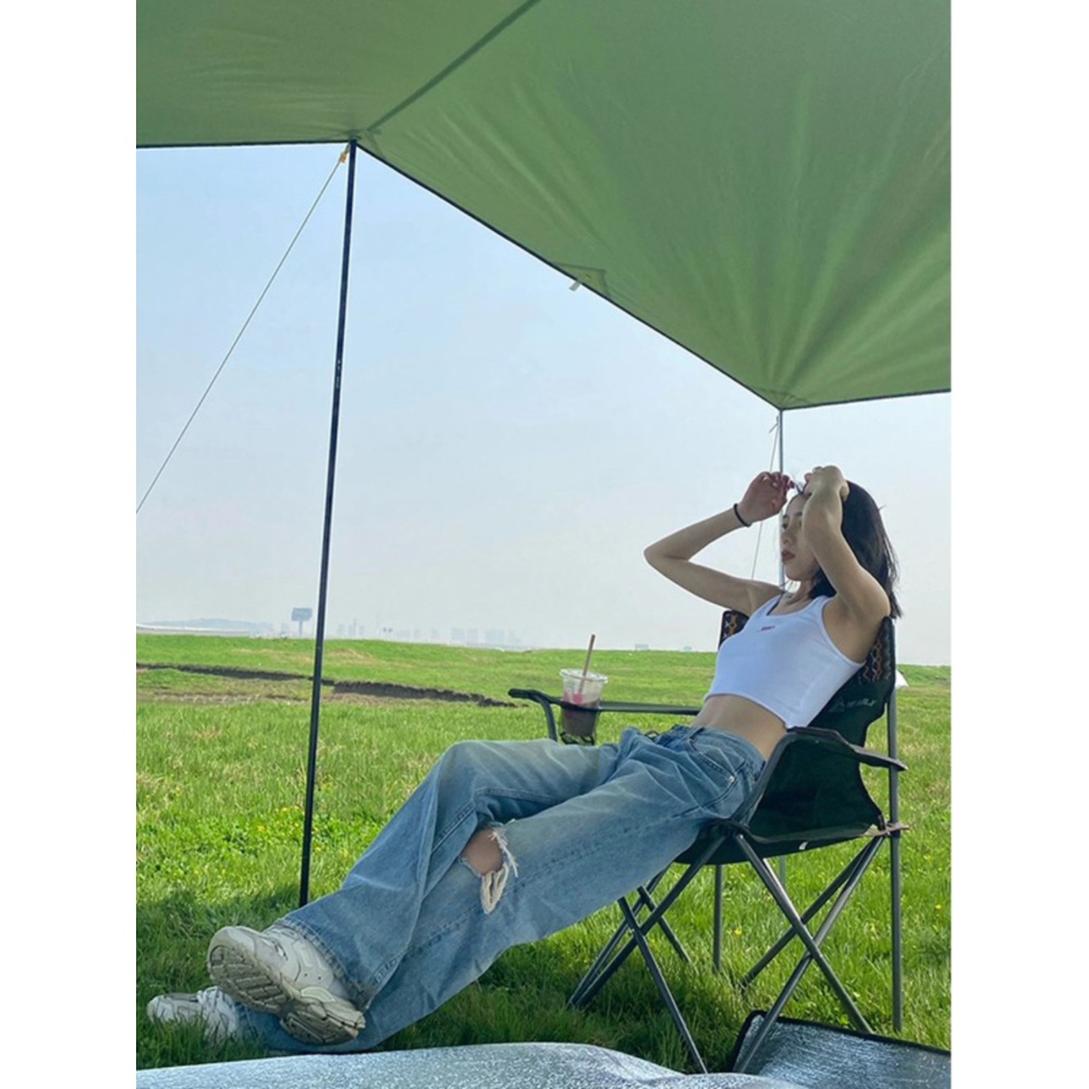 힙한 Y2K 데님팬츠 찢어진 스트릿 얇은 와이드 여자연예인 예능 패션 코디 봄 여름 - 상세 이미지 4