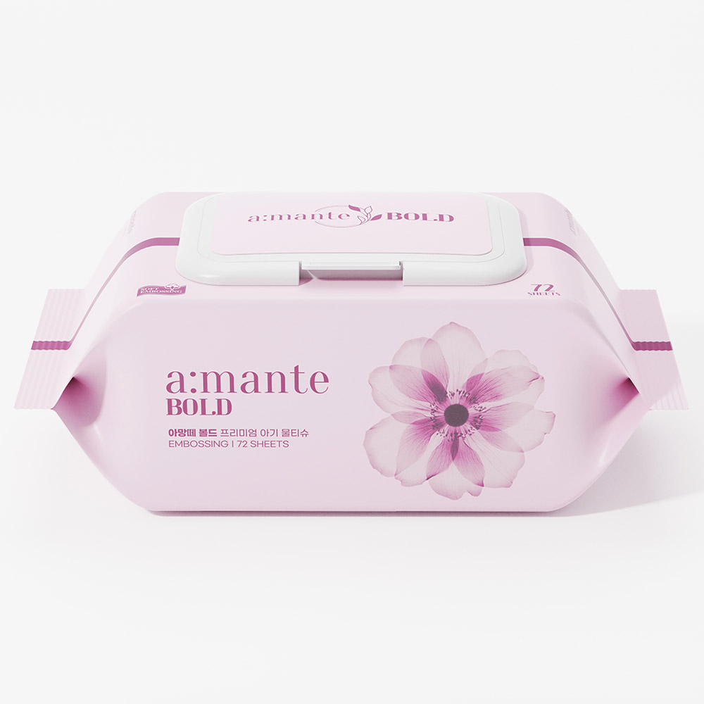 아망떼 볼드 두꺼운 고평량 물티슈 대용량 도톰한 엠보싱 아기물티슈 캡형 72매, 10개