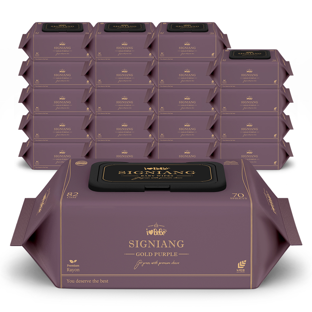 아이러브베베 시그니앙 골드퍼플 82g 엠보 70매 20팩 캡형 아기 물티슈