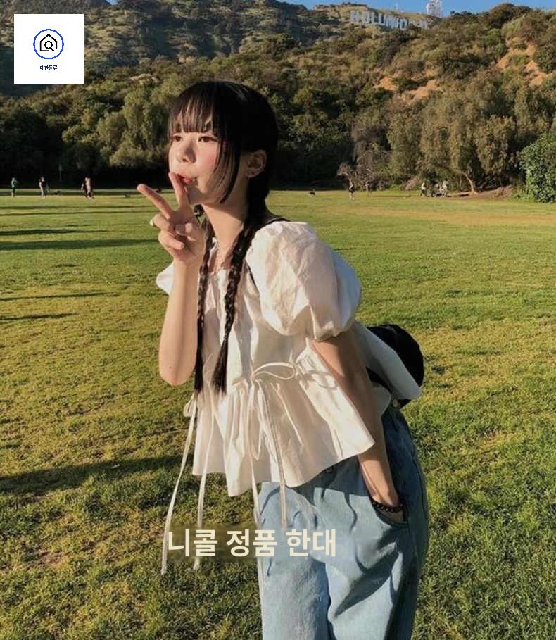 셔츠 스퀘어넥 의상 블라우스 - 상세 이미지 2