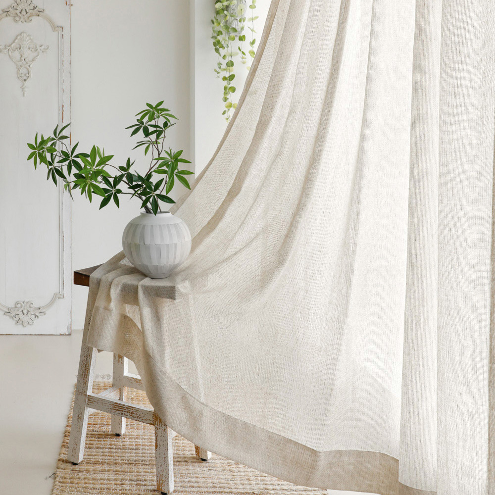 네이쳐 베일 여름 인테리어 린넨 광목 룩 빈티지 거실 가리개 포인트 커튼 기본핀형 1마