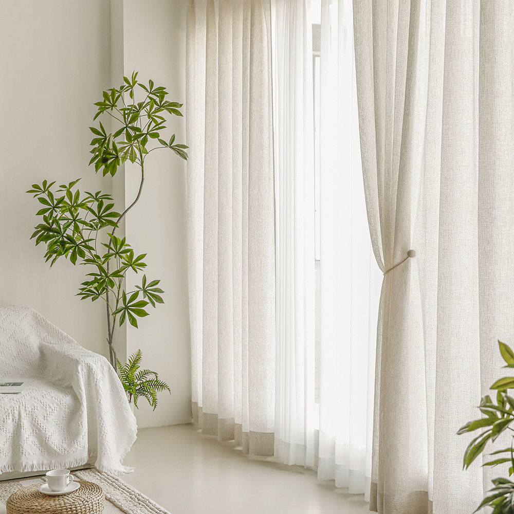 네이쳐 베일 여름 인테리어 린넨 광목 룩 빈티지 거실 가리개 포인트 커튼 기본핀형 1마
