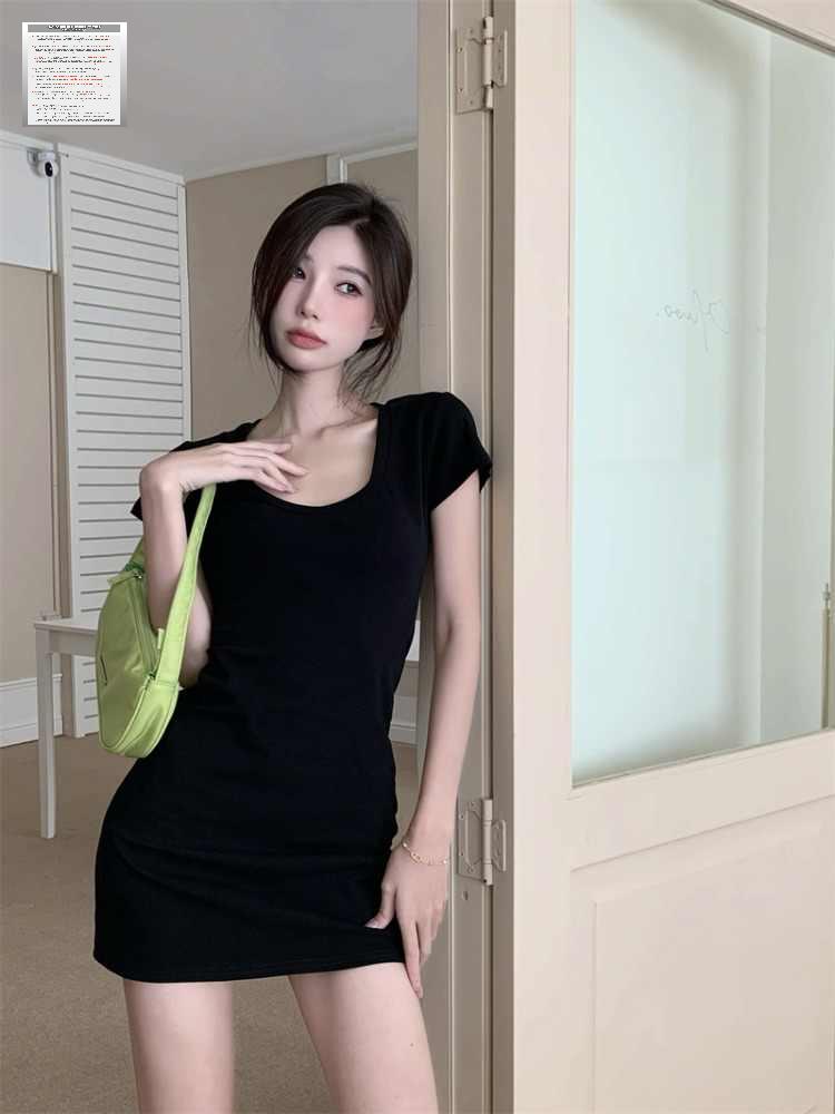 면 반팔 쫀쫀 원피스 미니 양놀 여름 여성용 - 상세 이미지 4