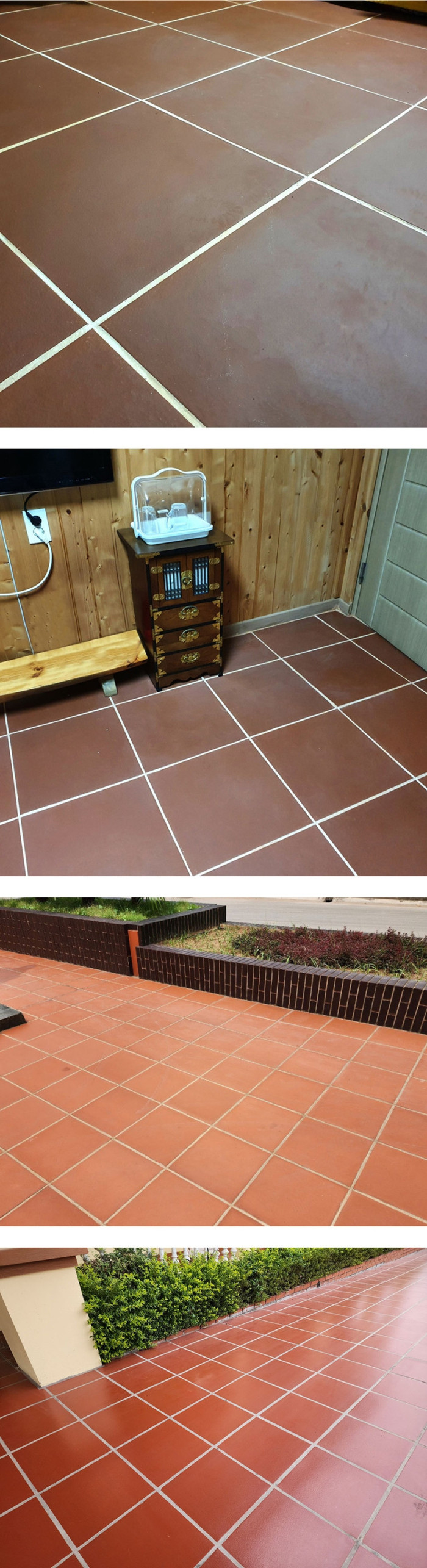 테라코타타일 400x400x12T 레드 외벽 바닥타일 / 하다건재 점토타일