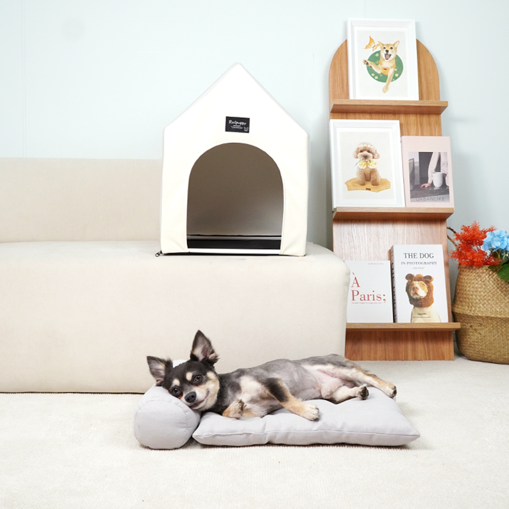 개과천선 코니 강아지 삼각 하우스 가죽 방수 쿠션 하우스 동굴집 애견 숨숨집 고양이