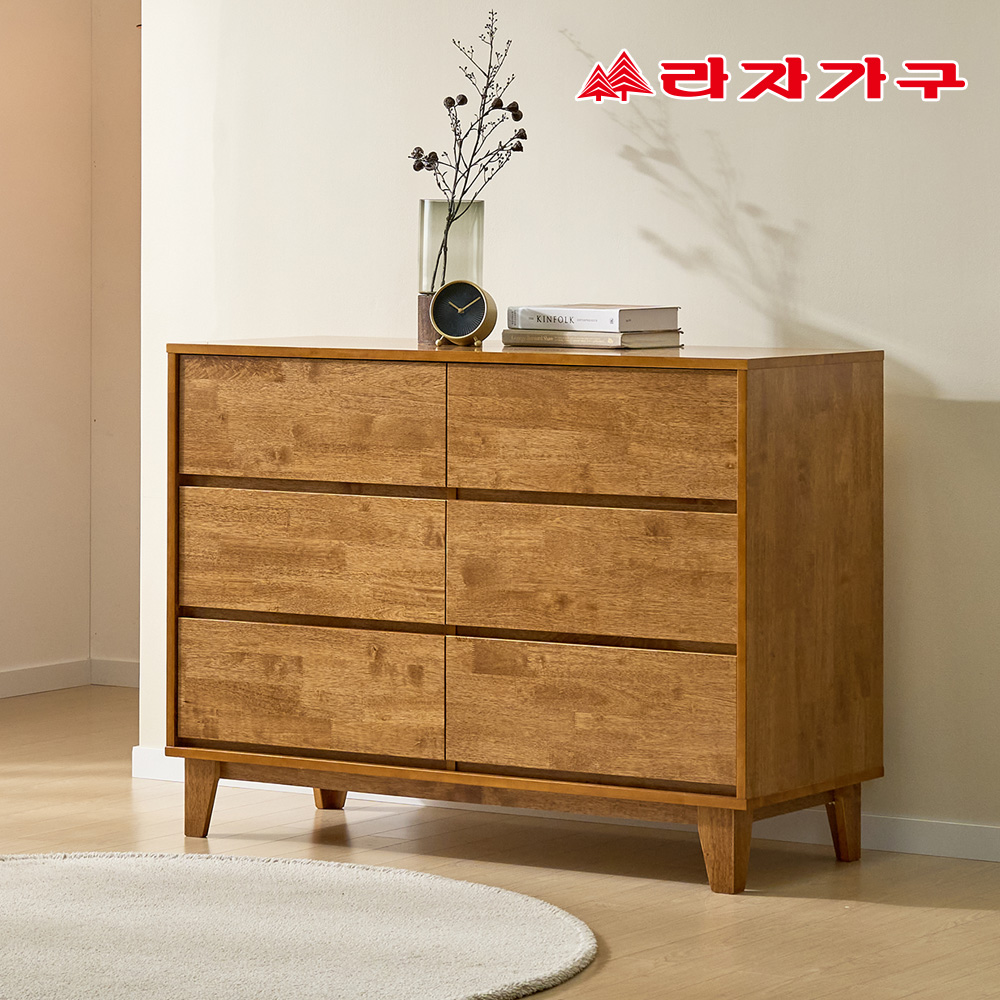 라자가구 모레인 친환경 E0 고무나무 원목 속깊은 광폭 와이드 3단 서랍장 1200 : 라자가구