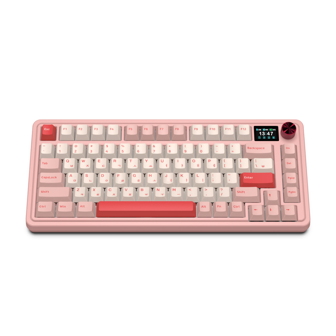 FL-ESPORTS CMK75 유무선 LCD 기계식 키보드 발렌타인 핑크, 카일 저소음크림축 - 상세 이미지 4