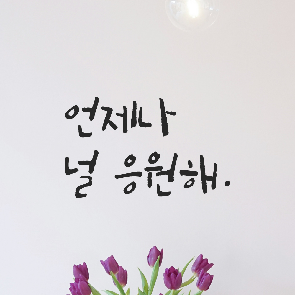 캘리그라피 레터링 스티커 언제나 널 응원해 LC-028S 검정 이미지 8