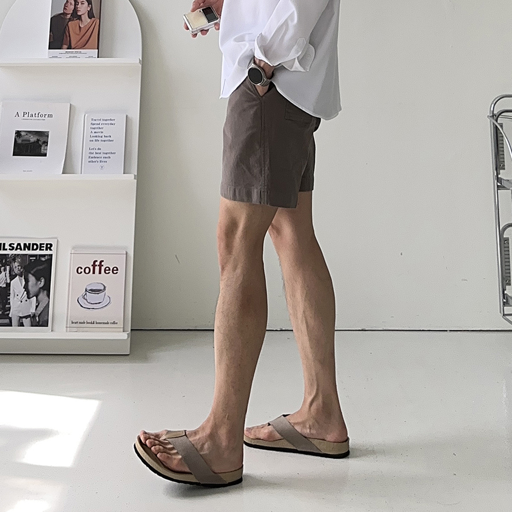 남자 면 반바지 여름 스판 밴딩 5부 남자 반바지 슬랙스 - 상세 이미지 5
