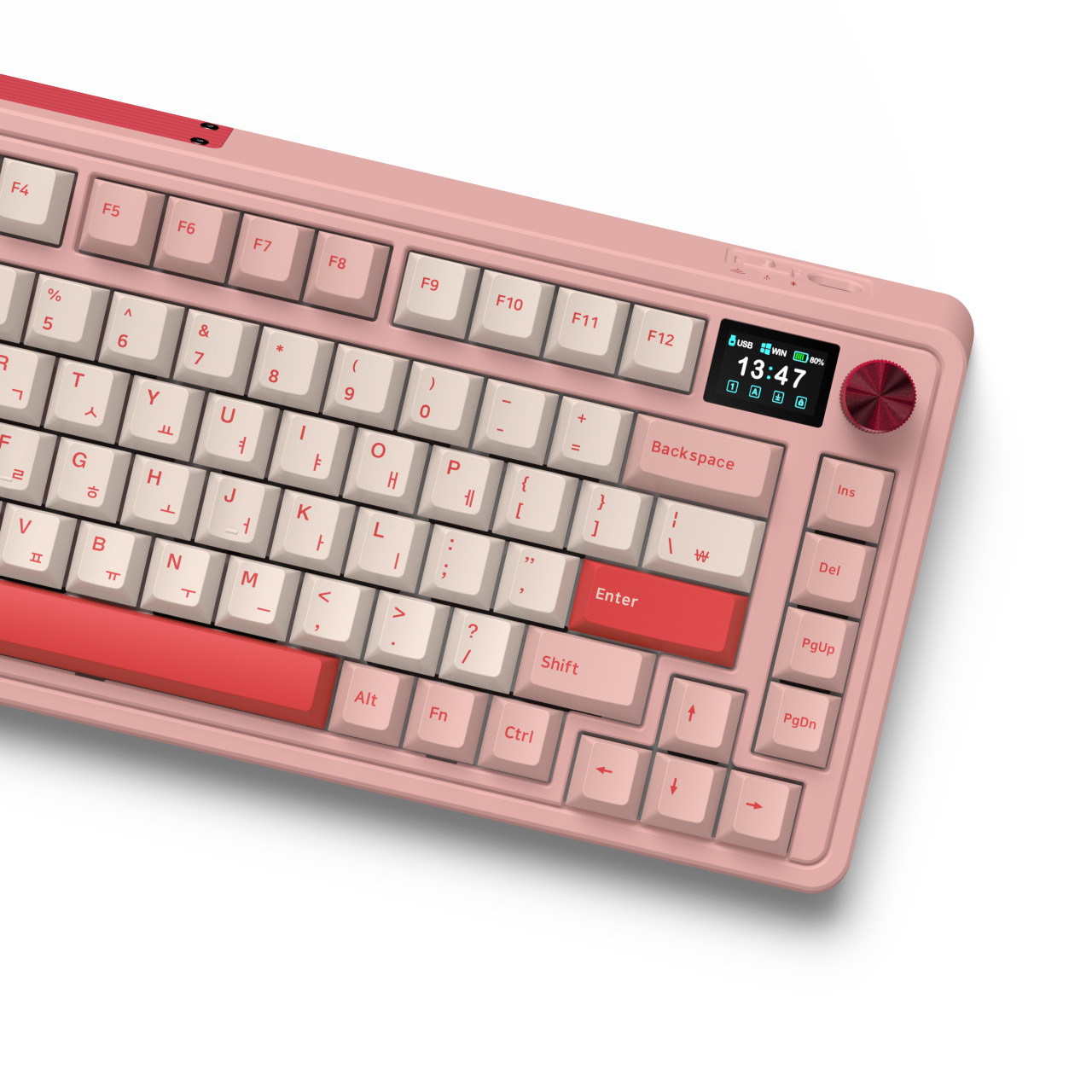 FL-ESPORTS CMK75 유무선 LCD 기계식 키보드 발렌타인 핑크, 카일 저소음크림축 - 상세 이미지 2