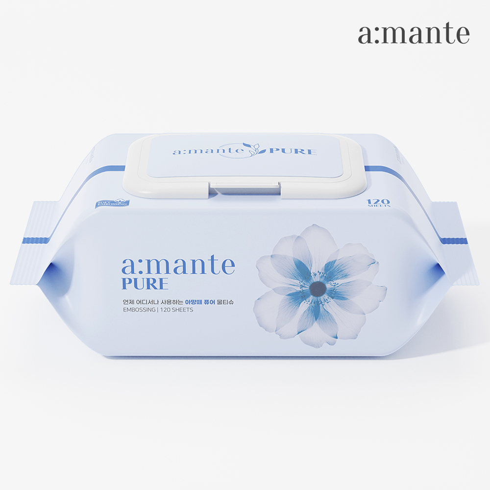 아망떼 퓨어 대용량 아기물티슈 캡형 120매, 10개