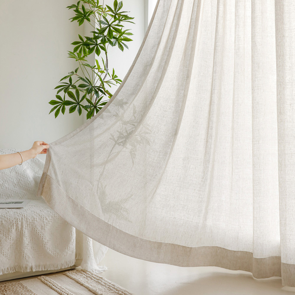 네이쳐 베일 여름 인테리어 린넨 광목 룩 빈티지 거실 가리개 포인트 커튼 기본핀형 1마