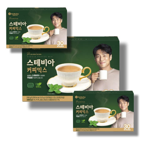 맥널티 스테비아 무설탕 콜레스테롤제로 커피믹스 30T 3곽
