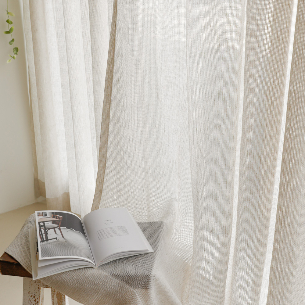 네이쳐 베일 여름 인테리어 린넨 광목 룩 빈티지 거실 가리개 포인트 커튼 기본핀형 1마