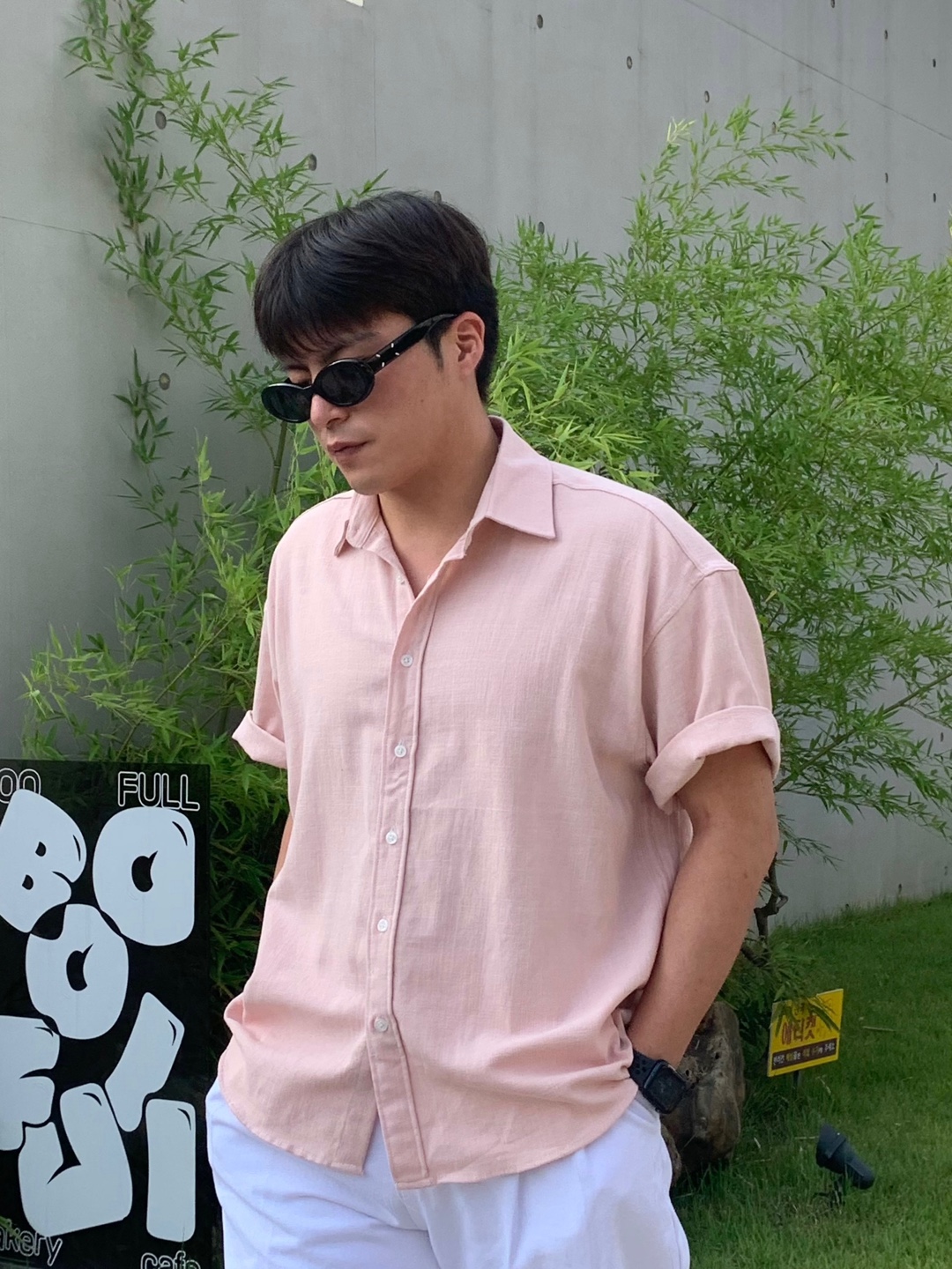 남자린넨셔츠 파스텔 단톤반팔셔츠 오버핏 여름남방 이미지 8