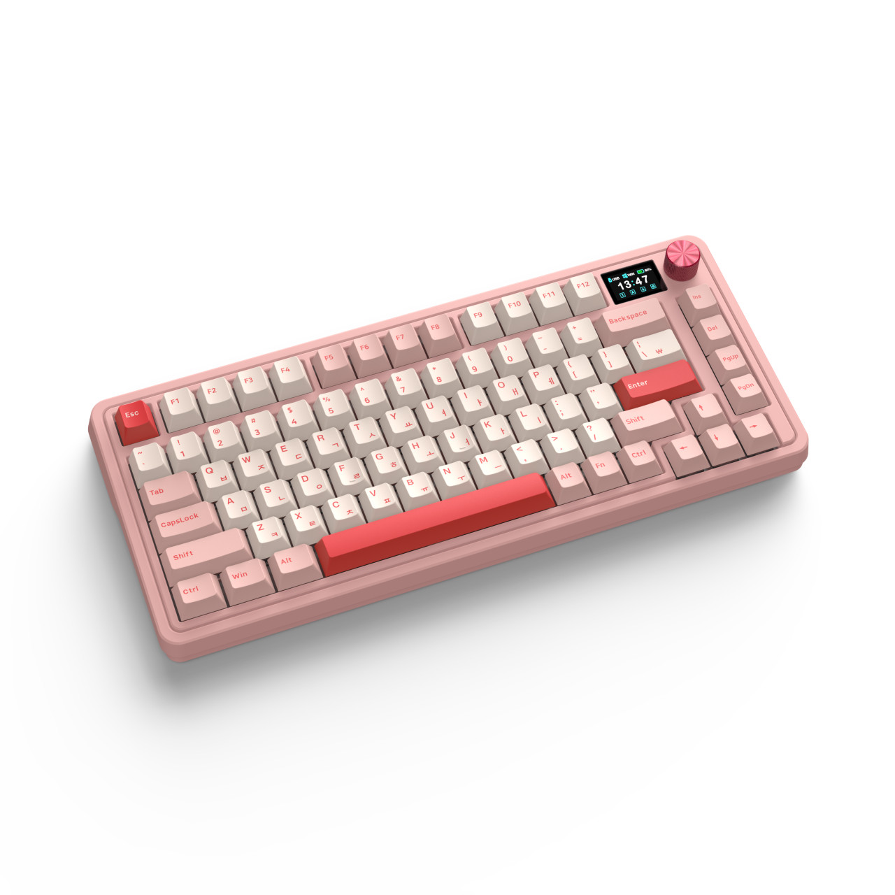FL-ESPORTS CMK75 유무선 LCD 기계식 키보드 발렌타인 핑크, 카일 저소음크림축 - 상세 이미지 3