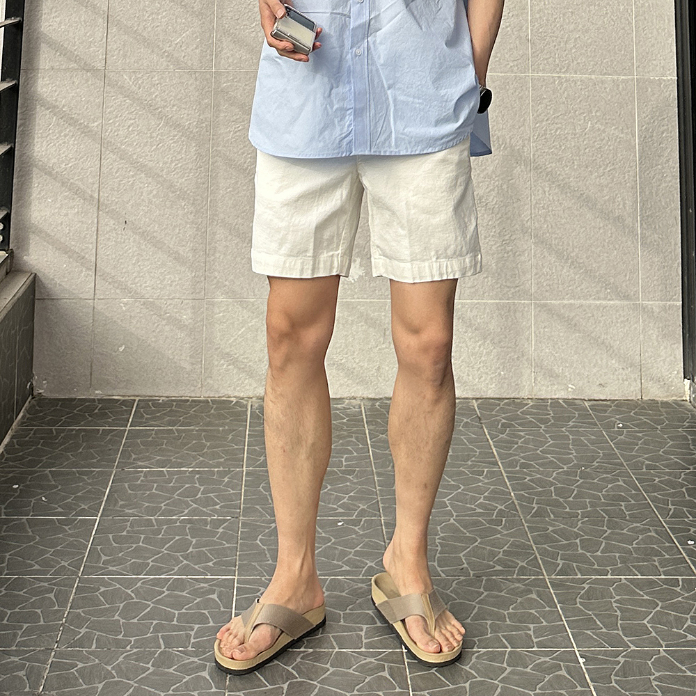 남자 면 반바지 여름 스판 밴딩 5부 남자 반바지 슬랙스 - 상세 이미지 2