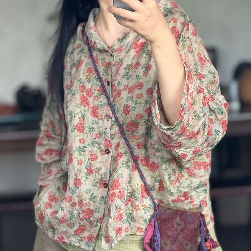 후드가디건 린넨후드티 잔꽃 플라워 여름 모시옷 엄마옷