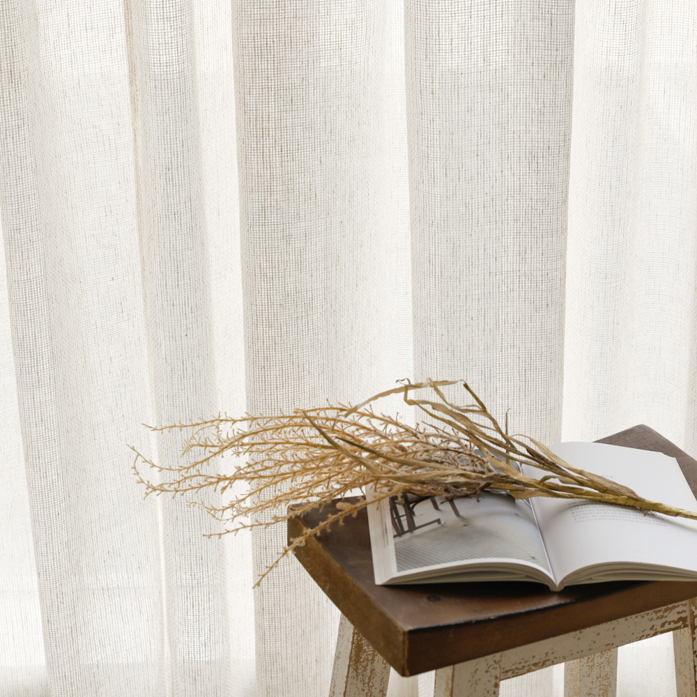 네이쳐 베일 여름 인테리어 린넨 광목 룩 빈티지 거실 가리개 포인트 커튼 기본핀형 1마