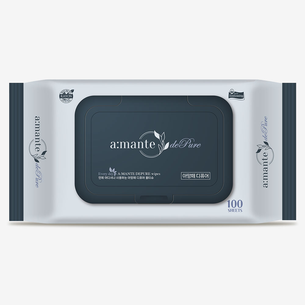 아망떼 디퓨어 대용량 아기물티슈 엠보싱 캡형 100매, 10개