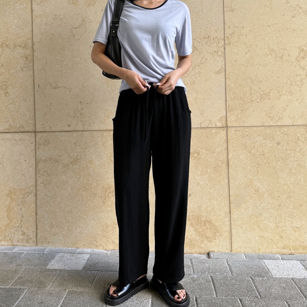 린넨통바지 린넨슬랙스 키작녀바지 고무줄바지 이미지 8
