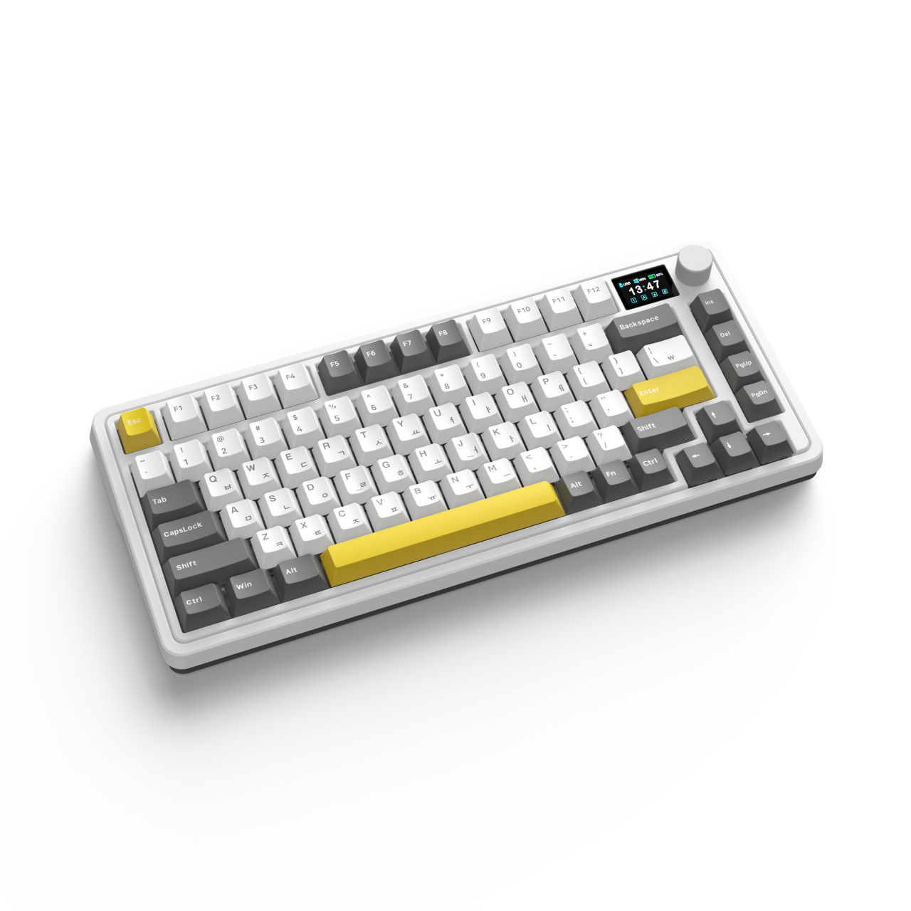 FL-ESPORTS CMK75 유무선 LCD 기계식 키보드 화이트 그레이, 오테뮤 저소음피치축 - 상세 이미지 3