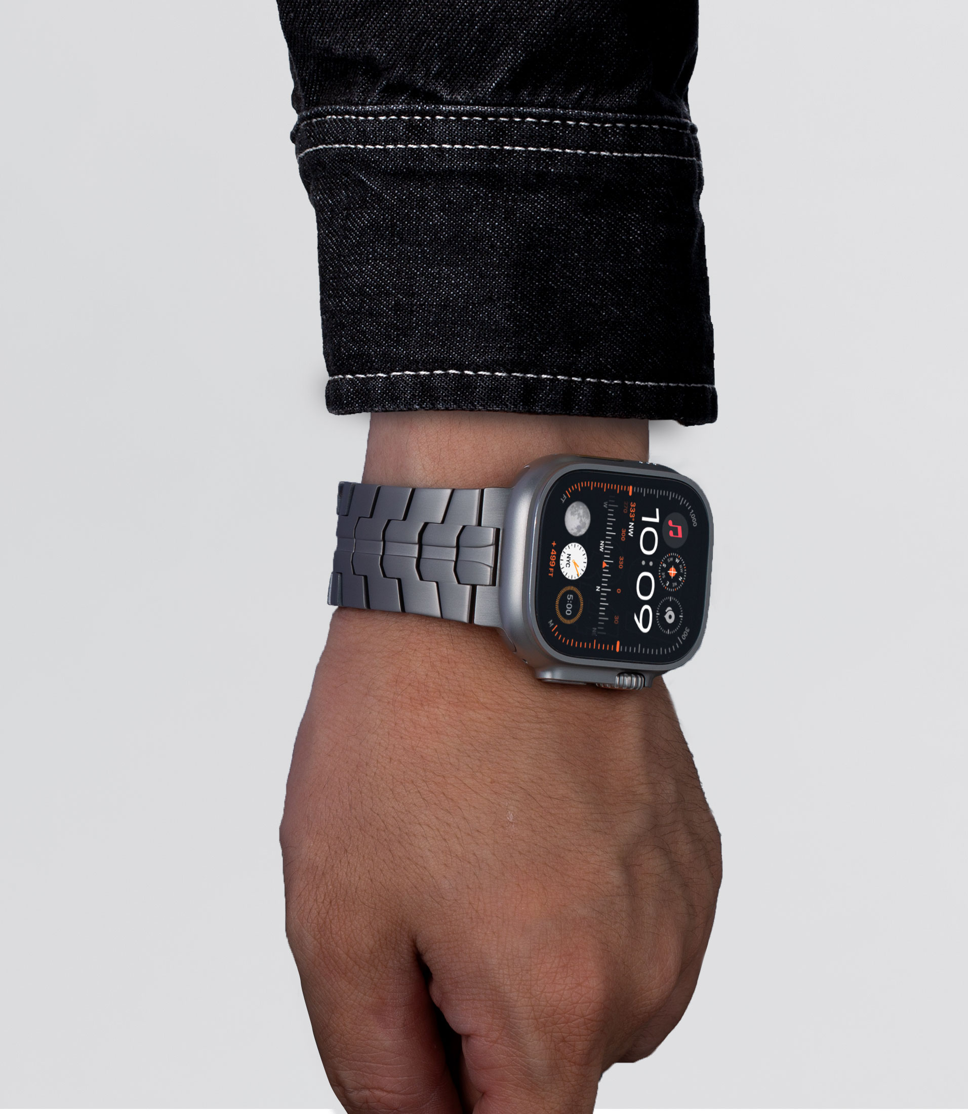 애플워치 울트라 스트랩 티타늄 1 2 메탈 밴드 줄 줄질 스틸 49mm 블랙 - 상세 이미지 2