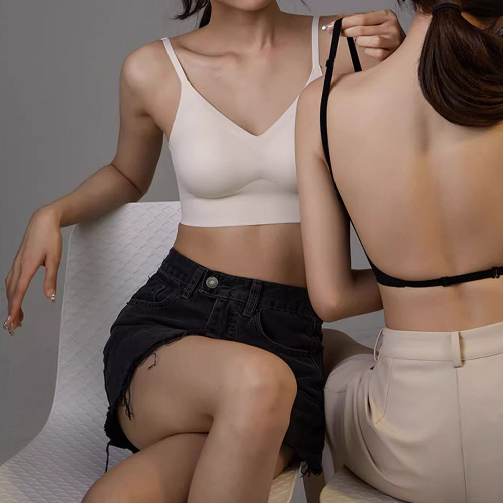 백리스 심리스 새가슴 브라 여름 브라탑 브라렛 노와이어 캡내장 - 상세 이미지 2