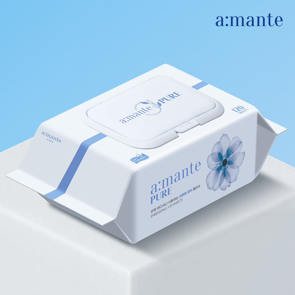 아망떼 퓨어 대용량 아기물티슈 캡형 120매, 10개