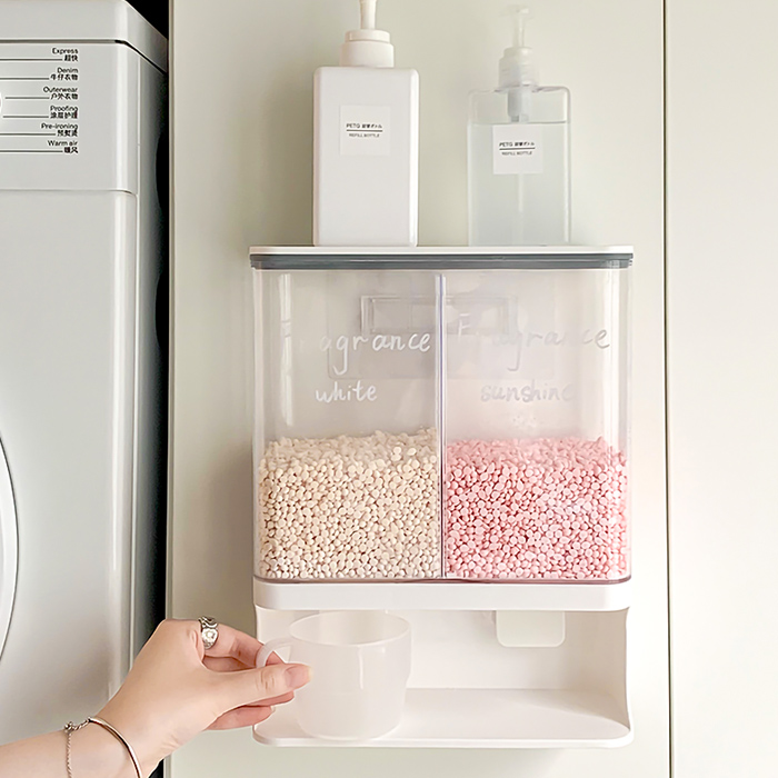 월마운트 벽걸이 곡물 사료 세제 디스펜서 3000ml, 화이트 - 상세 이미지 4