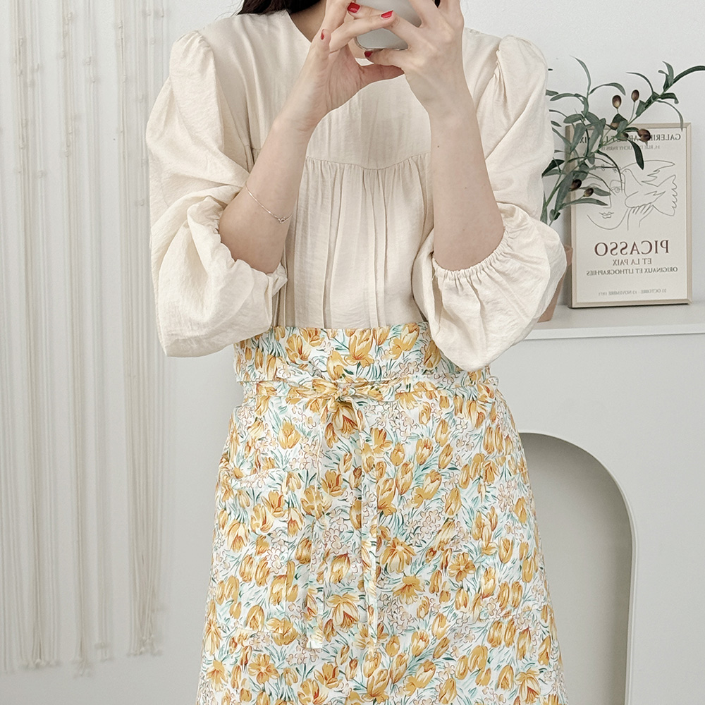 한스데이 튤립 심플 숏 하프 에이프런 허리 앞치마