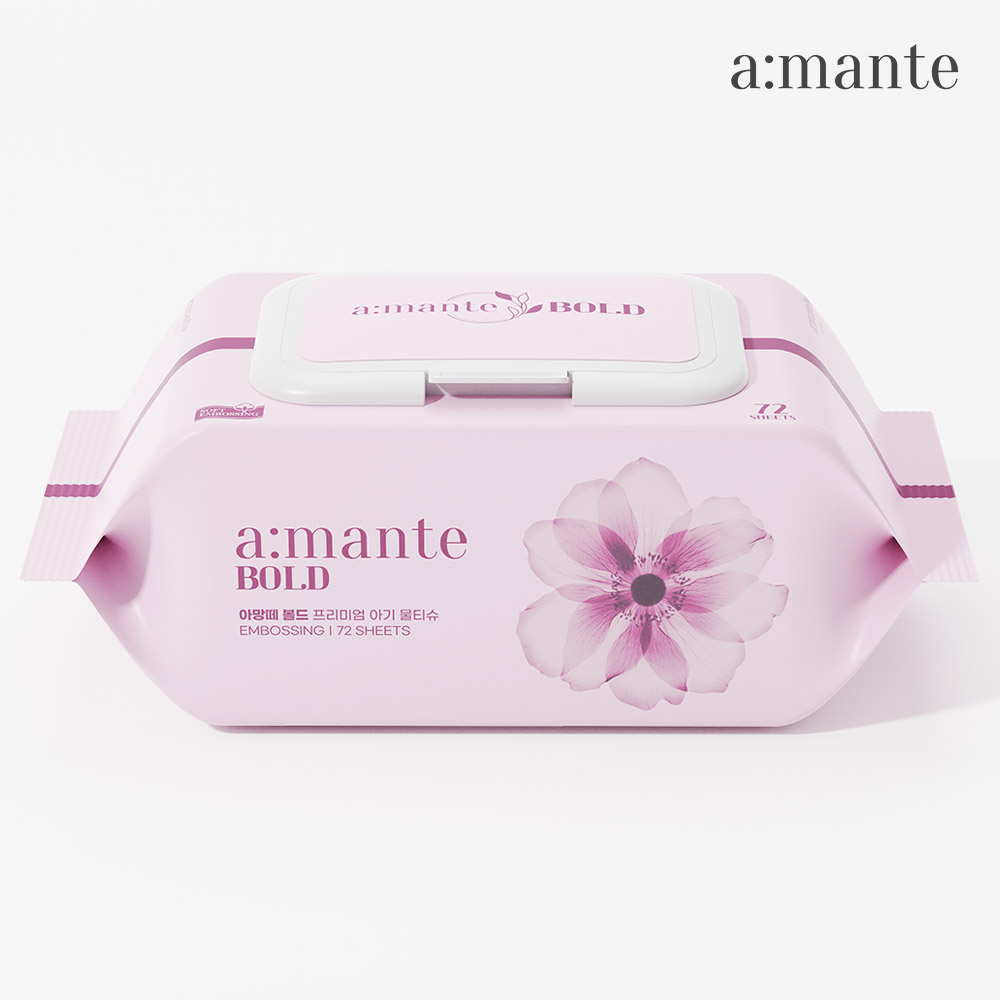아망떼 볼드 두꺼운 고평량 물티슈 대용량 도톰한 엠보싱 아기물티슈 캡형 72매, 20개