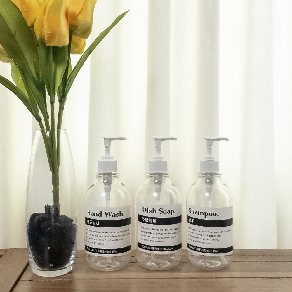 욕실 샴푸통 디스펜서 여행용 물비누 투명 520ml 라벨 샴푸 - 상세 이미지 5