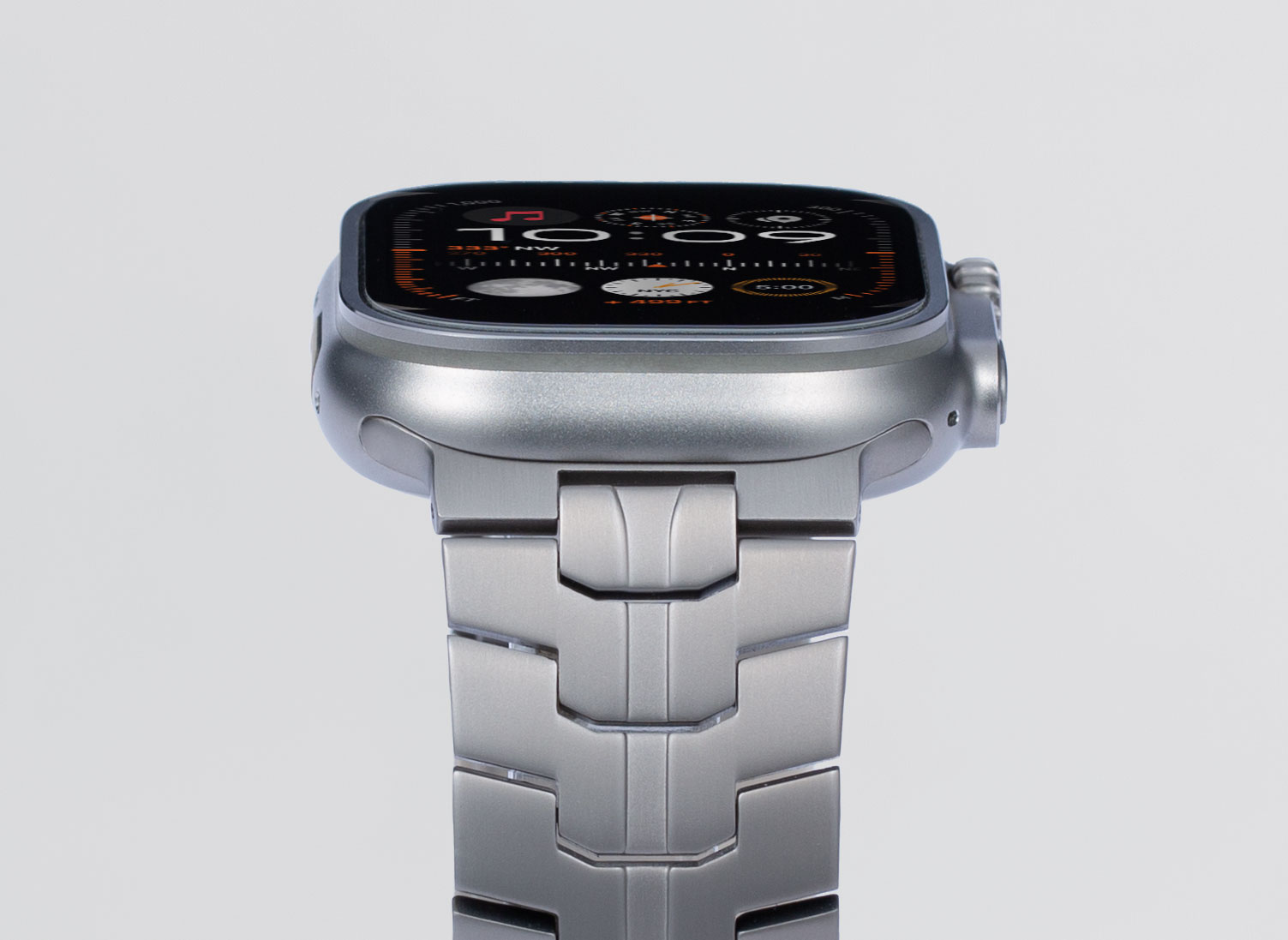 애플워치 울트라 스트랩 티타늄 1 2 메탈 밴드 줄 줄질 스틸 49mm 블랙 - 상세 이미지 3