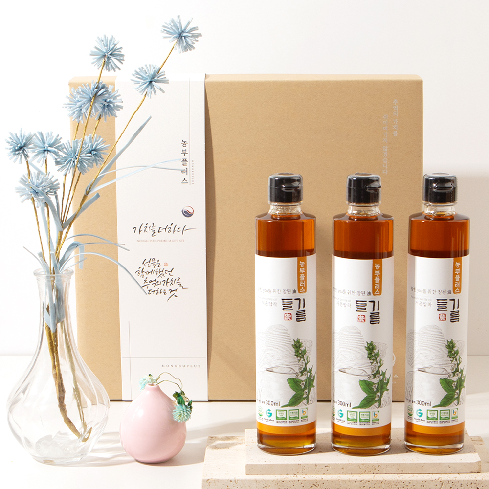 국산 저온착유참기름 2병 들기름 1병 300ml 3병선물세트 농부플러스 - 상세 이미지 4