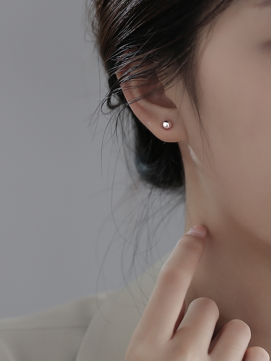 실버925 베이직 3,4,5mm 볼 귀걸이 [실버] N379 - 상세 이미지 2
