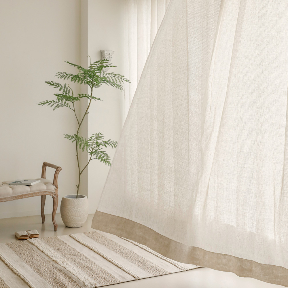네이쳐 베일 여름 인테리어 린넨 광목 룩 빈티지 거실 가리개 포인트 커튼 기본핀형 1마