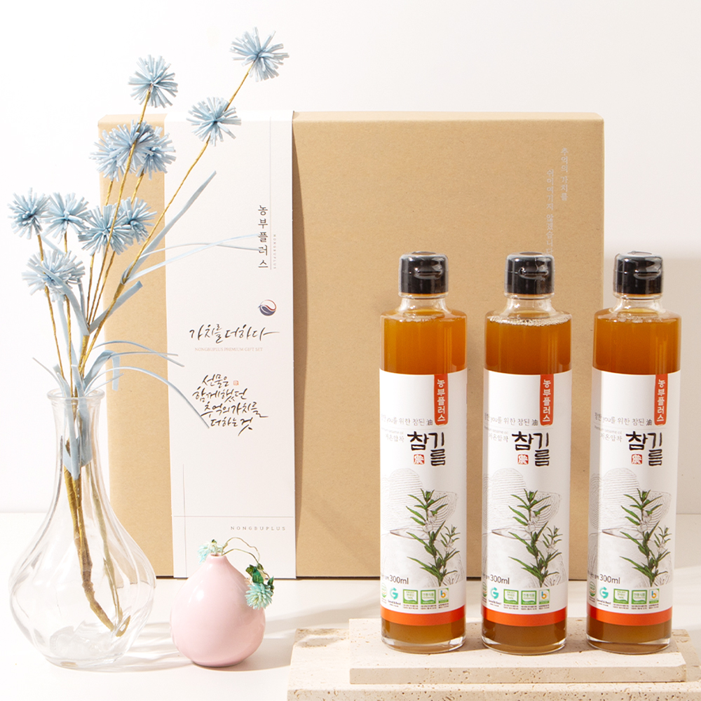 국산 저온착유참기름 2병 들기름 1병 300ml 3병선물세트 농부플러스 - 상세 이미지 5