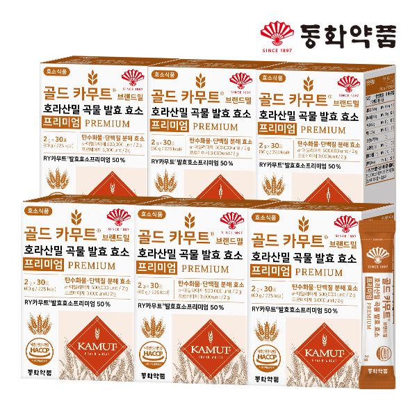 동화약품 골드 카무트 호라산밀 곡물 발효 효소 프리미엄 30포, 6개