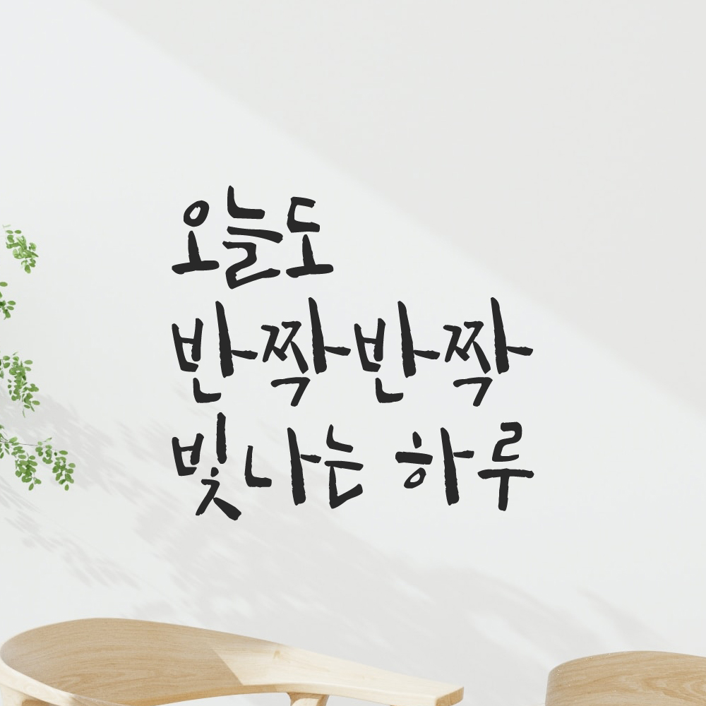 캘리그라피 레터링 스티커 오늘도 반짝반짝 빛나는 하루 검정 S - 상품 이미지