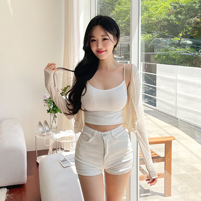 [N배송]크라시앙 2cm 볼륨 캡내장 골지나시 민소매 나시탑 브라탑나시 - 상세 이미지 3