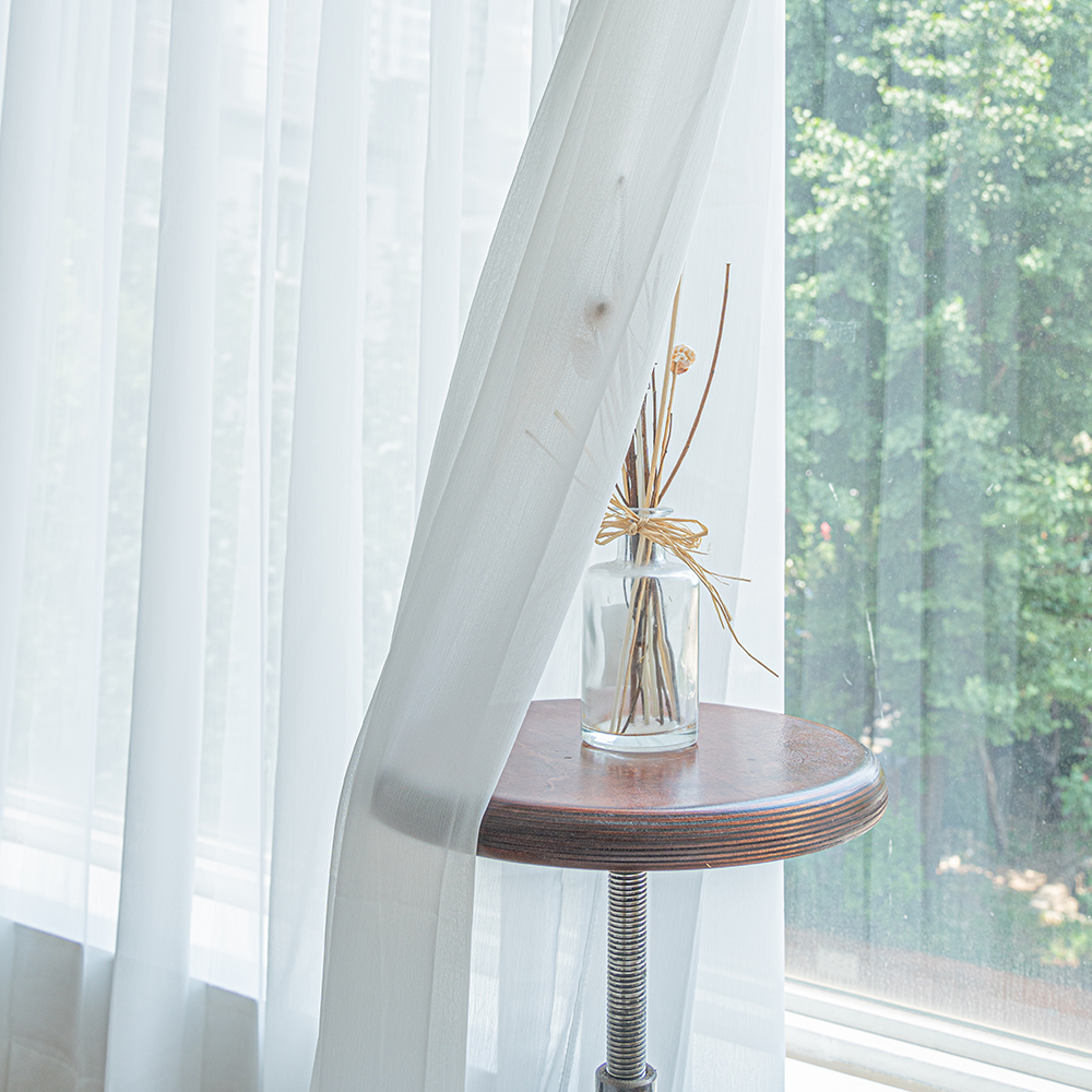 국내산 원단공장 먼지없는 퓨어화이트 나비주름 쉬폰커튼 가로60CM x 세로 250CM