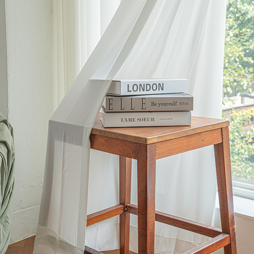 국내산 원단공장 먼지없는 퓨어화이트 나비주름 쉬폰커튼 가로60CM x 세로 250CM