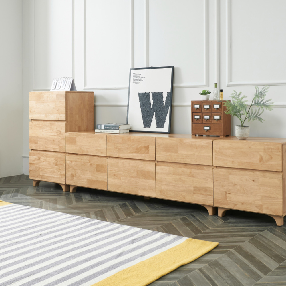 2단 고무나무 1500tv장 높은 tv다이서랍장 티브다이 모던티비다이