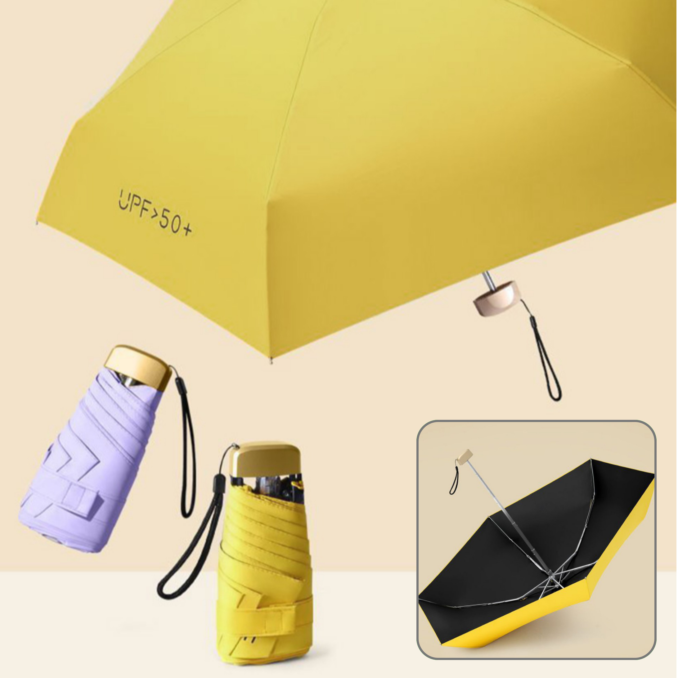 미니 자외선차단 양산 여바라 5단 양우산 경량 220g 여행용 - 상품 이미지