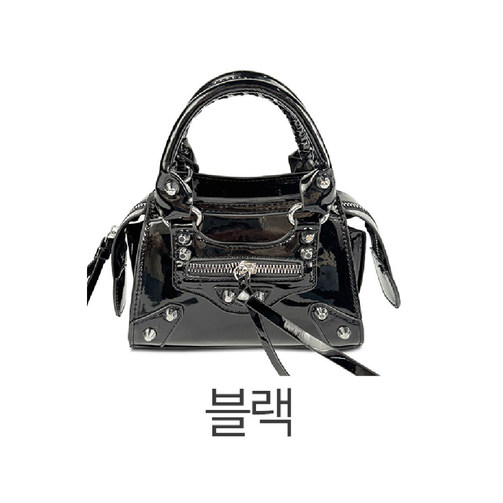 귀여운 미니 핸드백 에나멜 광택 작은 소형 깜찍한 토트 크로스백 손잡이달린 가방 - 상세 이미지 2