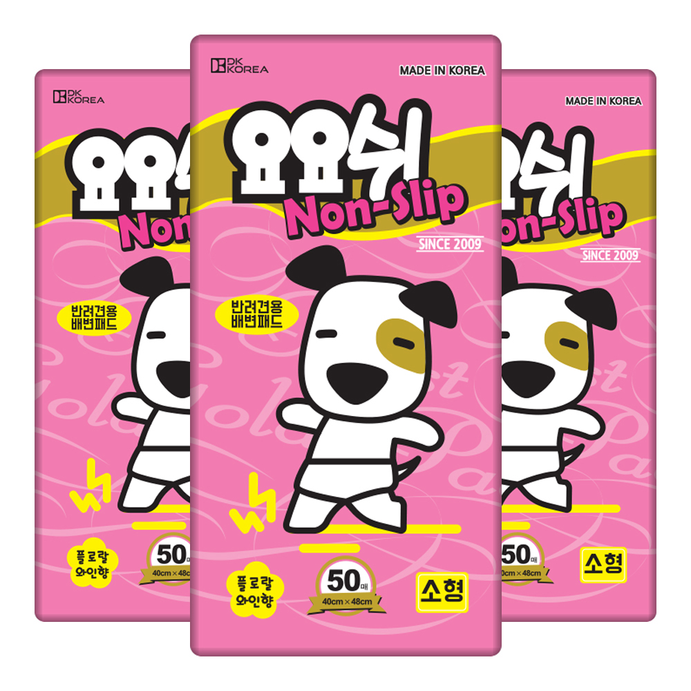 [요요쉬] 강아지 배변패드 플로럴와인향 논슬립 소형, 50매입, 3개