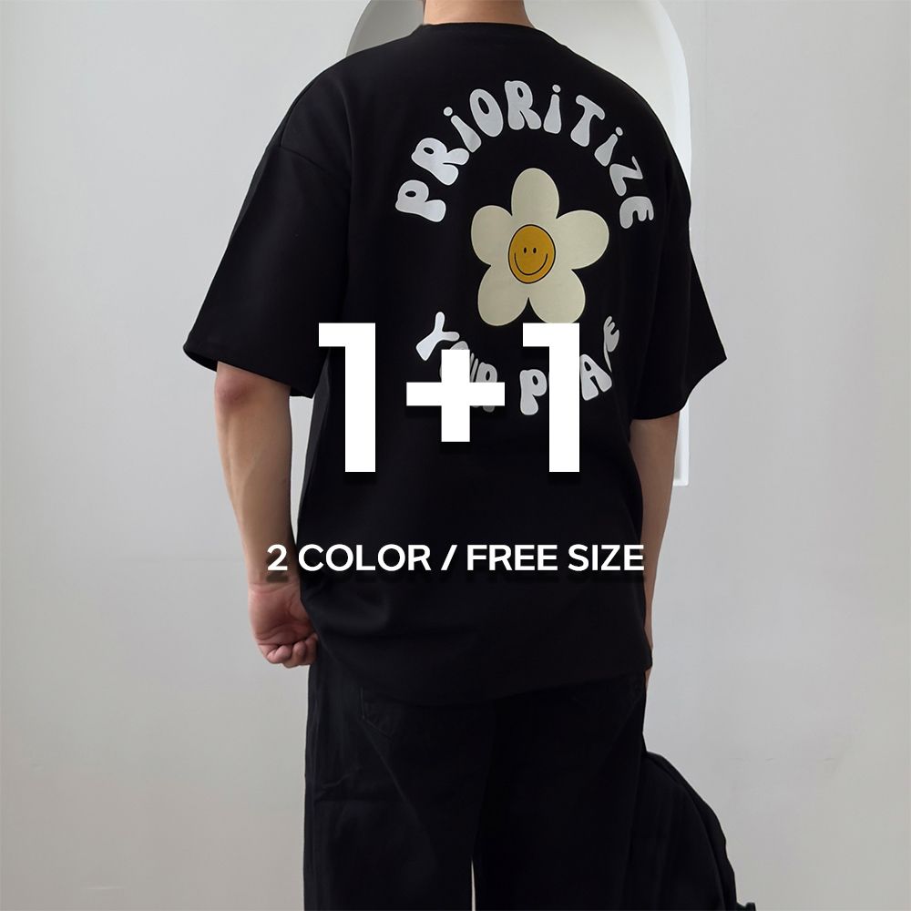 1+1 쿨링티 남자박스티 헬스오버핏반팔 - 메인 이미지
